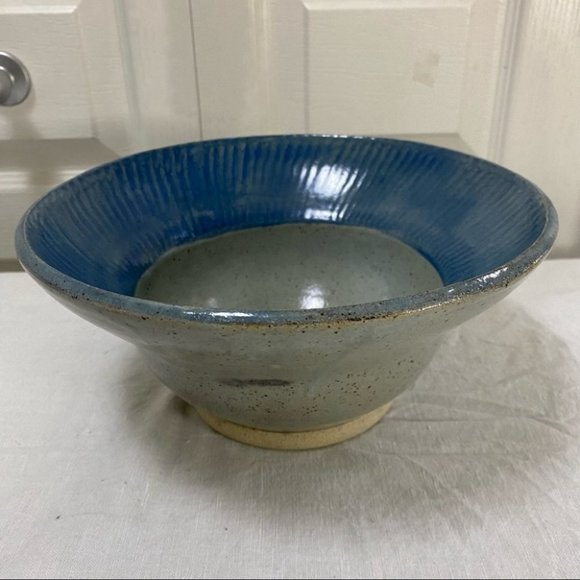 Large Blue Handmade Ceramic Pottery Bowl Dish - Picture 6 of 8